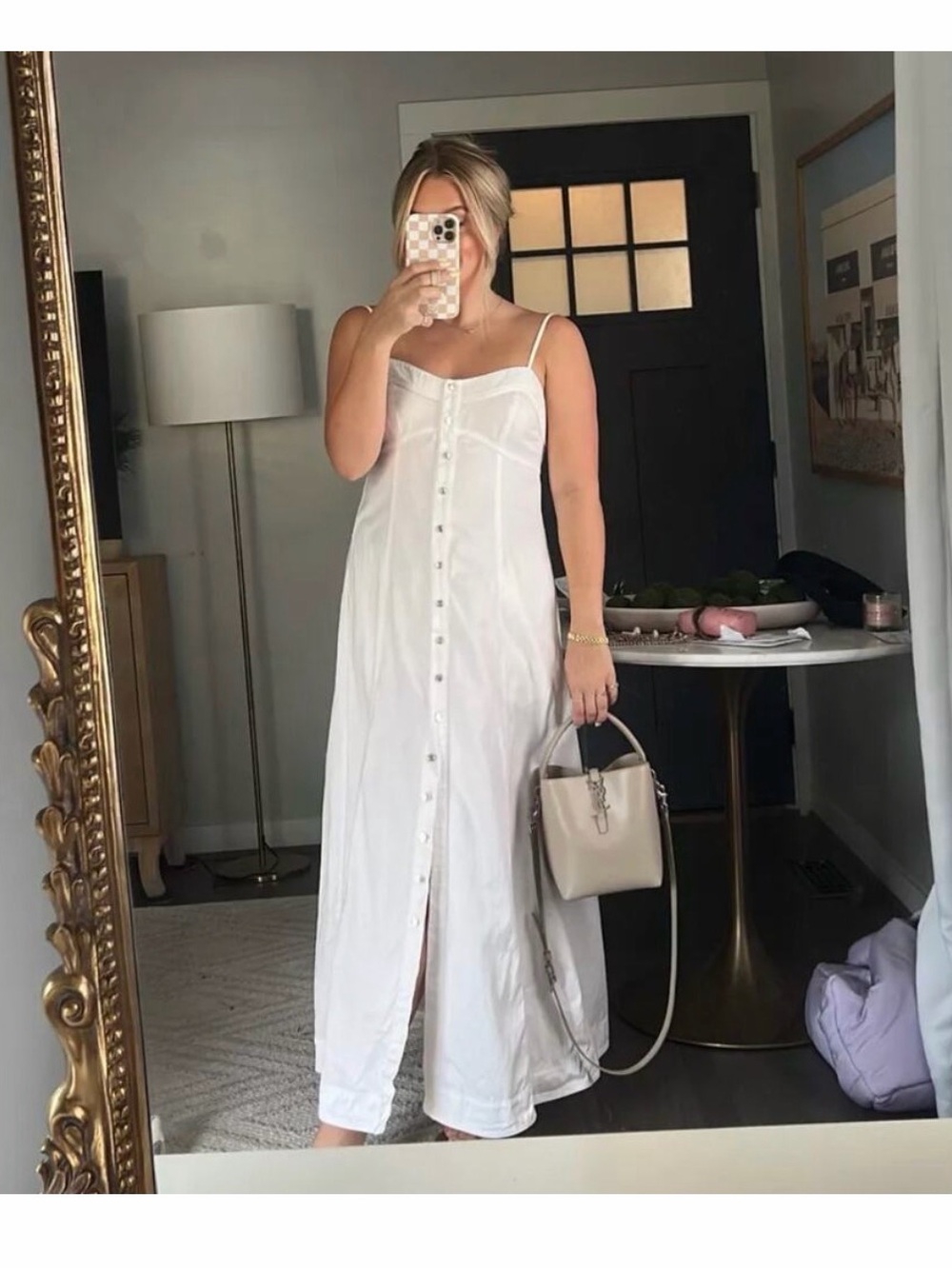 FREE PEOPLE Just Jill White Button Down Maxi Dress Size Medium - Picture 4 of 9